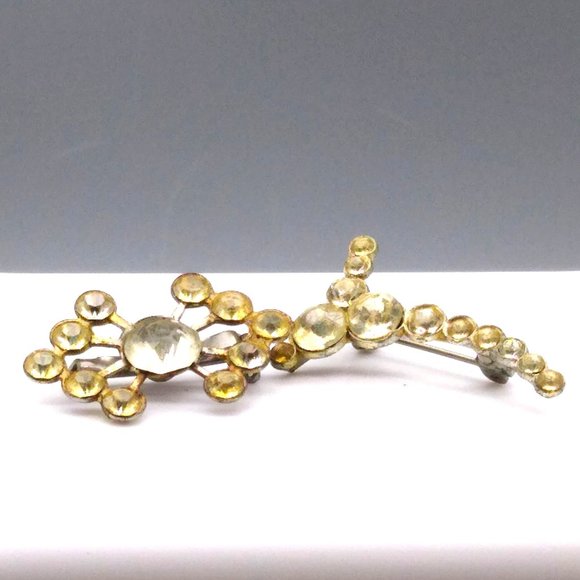 Graceful and Elegant Art Nouveau Brooch Lot, Clear Rhinestones - Picture 2 of 4